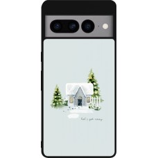 Coque Google Pixel 7 Pro - Silicone rigide noir Winter 25 Cosy House
