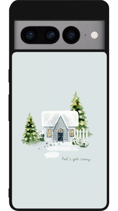 Google Pixel 7 Pro Case Hülle - Silikon schwarz Winter 25 Cosy House