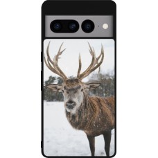 Coque Google Pixel 7 Pro - Silicone rigide noir Winter 25 Winter reindeer