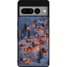 Coque Google Pixel 7 Pro - Silicone rigide noir Winter 25 Winter snowy village