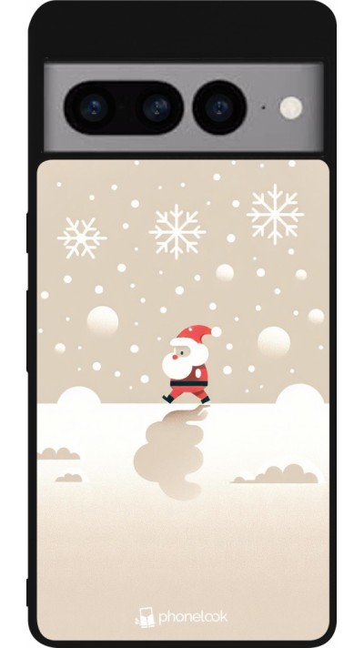 Coque Google Pixel 7 Pro - Silicone rigide noir Noël 2023 Minimalist Santa