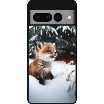 Google Pixel 7 Pro Case Hülle - Silikon schwarz Weihnachten 2023 Fuechslein Tanne