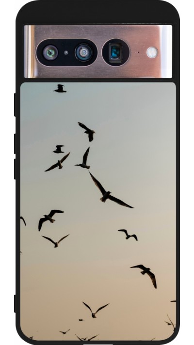Coque Google Pixel 8 - Silicone rigide noir Autumn 22 flying birds shadow