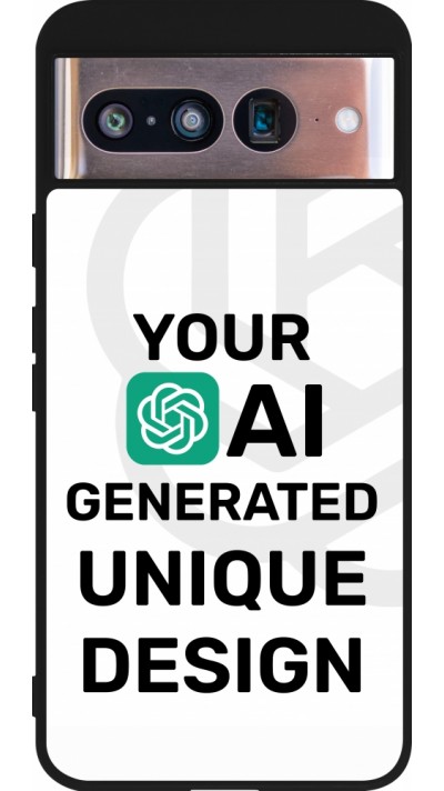 Coque Google Pixel 8 - Silicone rigide noir 100% unique générée par intelligence artificielle (AI) avec vos idées