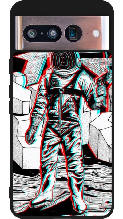 Google Pixel 8 Case Hülle - Silikon schwarz Anaglyph Astronaut