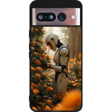 Google Pixel 8 Case Hülle - Silikon schwarz Astronaut flowers 2025