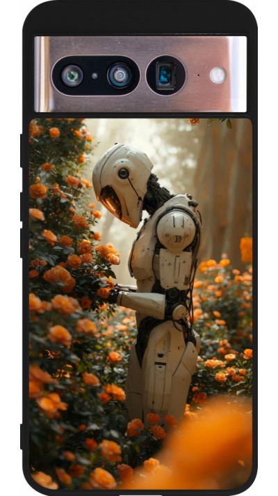 Google Pixel 8 Case Hülle - Silikon schwarz Astronaut flowers 2025