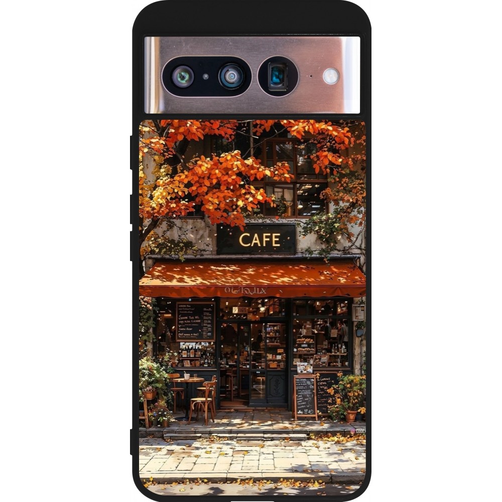Coque Google Pixel 8 - Silicone rigide noir Autumn 25 Coffee shop