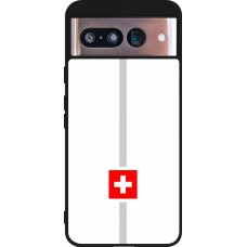 Coque Google Pixel 8 - Silicone rigide noir Canton CH blanc