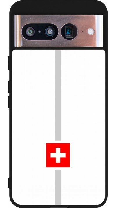 Google Pixel 8 Case Hülle - Silikon schwarz Kanton CH weiss