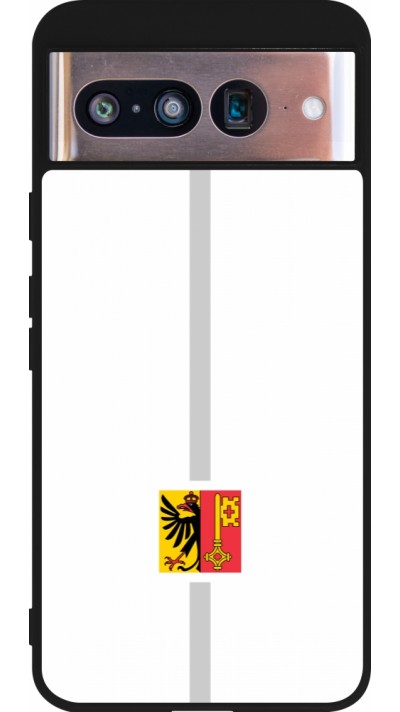 Google Pixel 8 Case Hülle - Silikon schwarz Kanton GE weiss