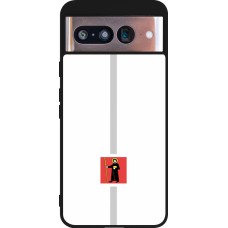Coque Google Pixel 8 - Silicone rigide noir Canton GL blanc