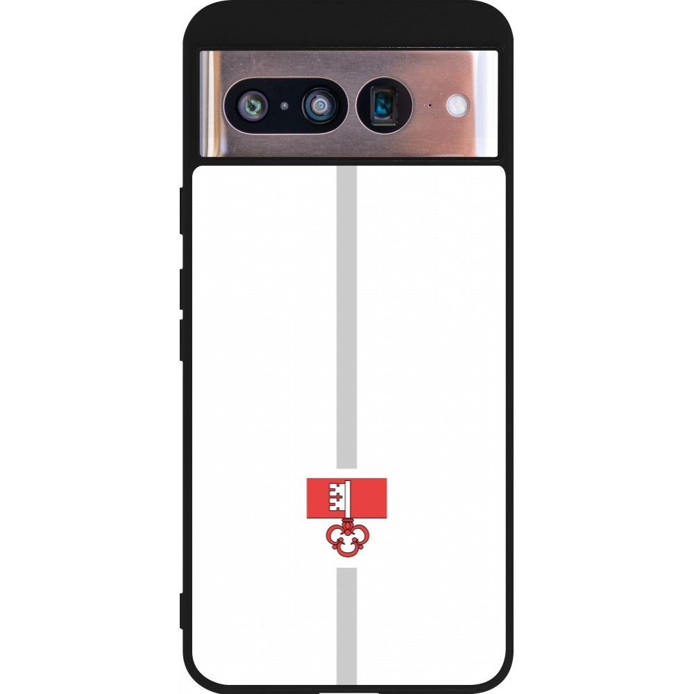 Coque Google Pixel 8 - Silicone rigide noir Canton OW blanc