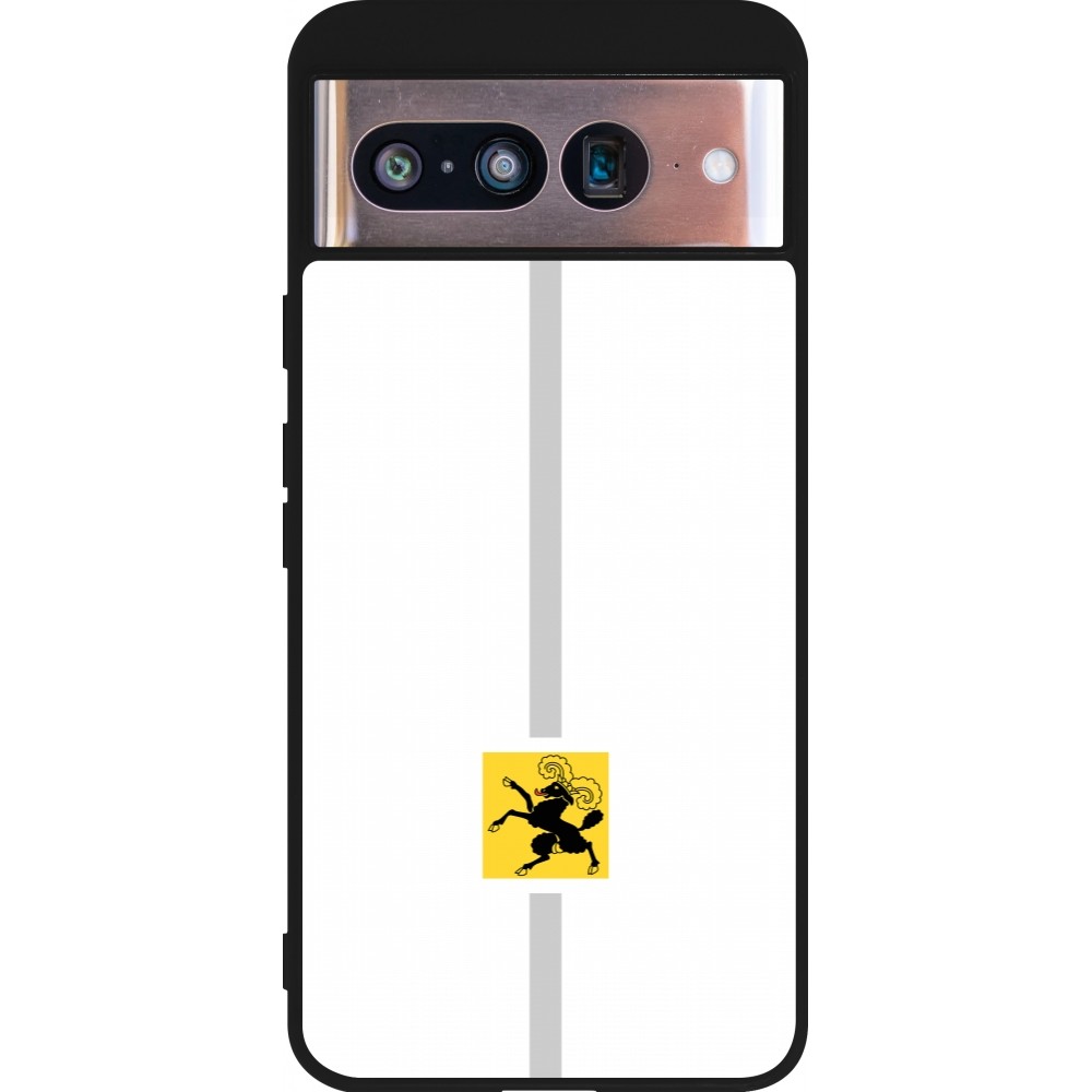 Coque Google Pixel 8 - Silicone rigide noir Canton SH blanc
