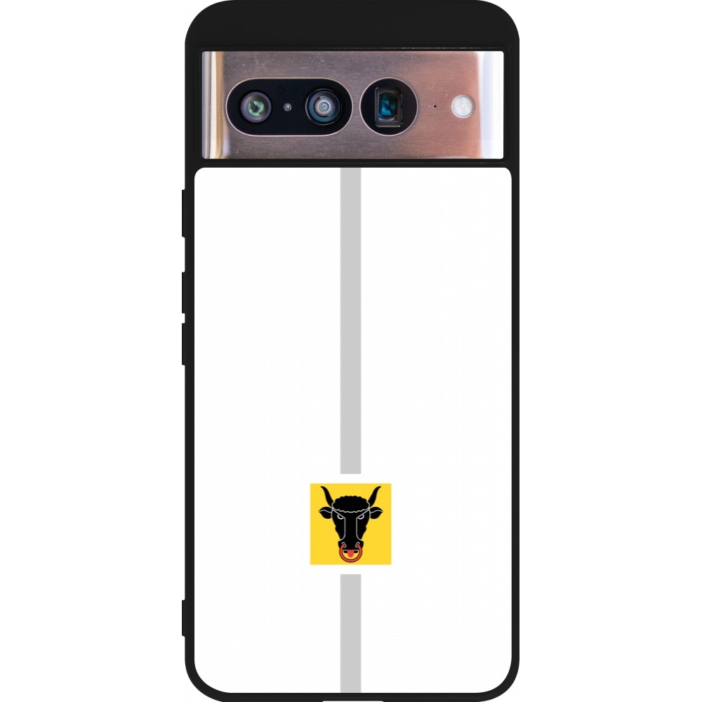 Coque Google Pixel 8 - Silicone rigide noir Canton UR blanc