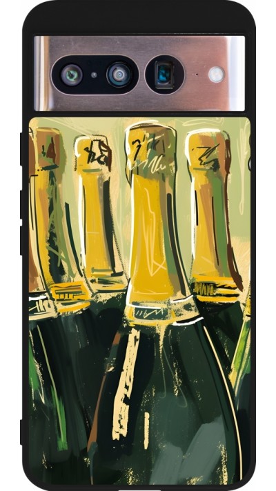 Coque Google Pixel 8 - Silicone rigide noir Champagne peinture