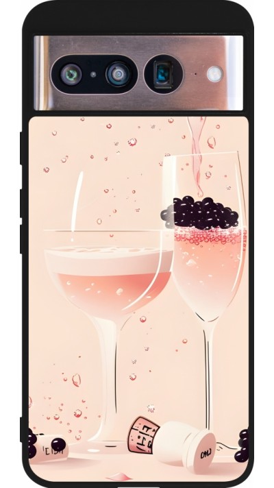 Coque Google Pixel 8 - Silicone rigide noir Champagne Pouring Pink