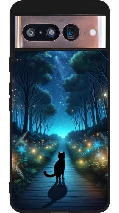 Google Pixel 8 Case Hülle - Silikon schwarz Schwarze Katze Spaziergang
