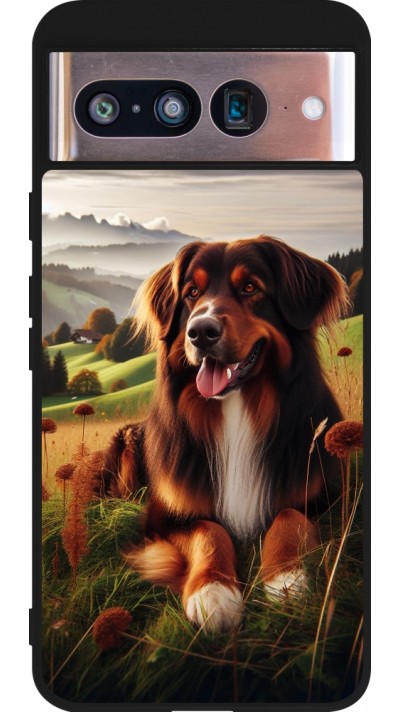 Coque Google Pixel 8 - Silicone rigide noir Chien Campagne Suisse