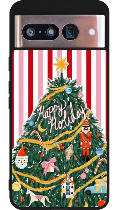 Google Pixel 8 Case Hülle - Silikon schwarz Christmas 25 Happy Holiday