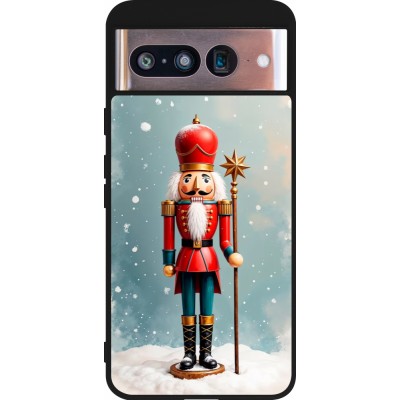 Coque Google Pixel 8 - Silicone rigide noir Christmas 25 Nutcracker Snow