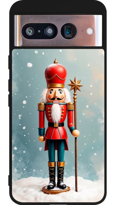 Coque Google Pixel 8 - Silicone rigide noir Christmas 25 Nutcracker Snow