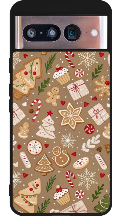 Coque Google Pixel 8 - Silicone rigide noir Christmas 25 Pattern Ginger Cookie