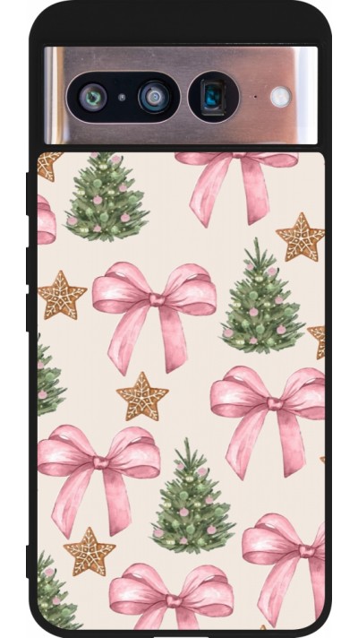 Coque Google Pixel 8 - Silicone rigide noir Christmas 25 Vintage Ribbons