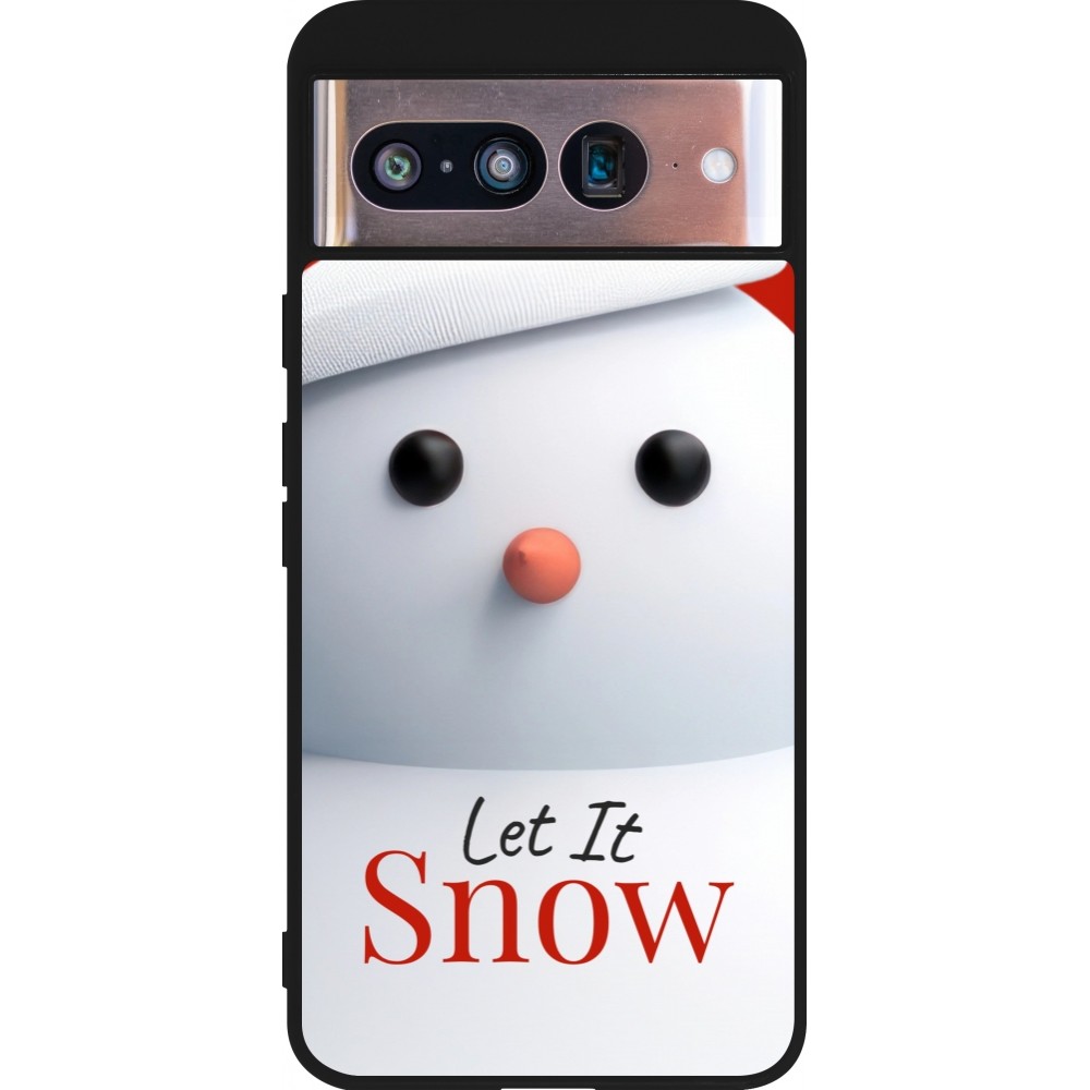 Coque Google Pixel 8 - Silicone rigide noir Christmas 25 Xmas Snowman