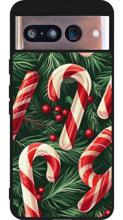 Coque Google Pixel 8 - Silicone rigide noir Christmas 25 Xmas Stick
