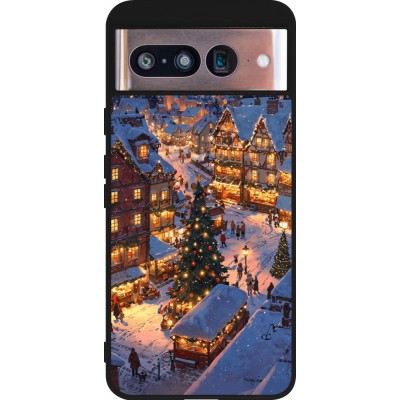 Google Pixel 8 Case Hülle - Silikon schwarz Christmas 25 Xmas Village