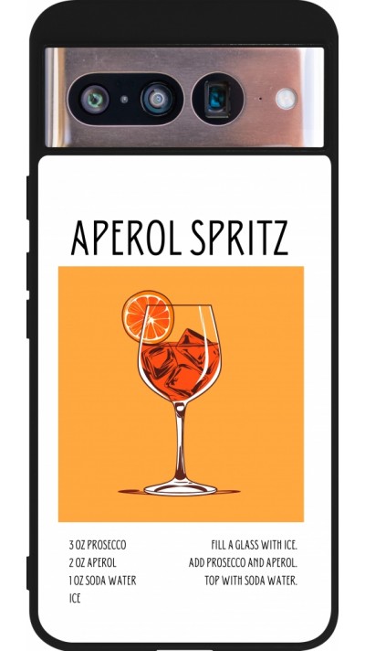 Coque Google Pixel 8 - Silicone rigide noir Cocktail recette Aperol Spritz