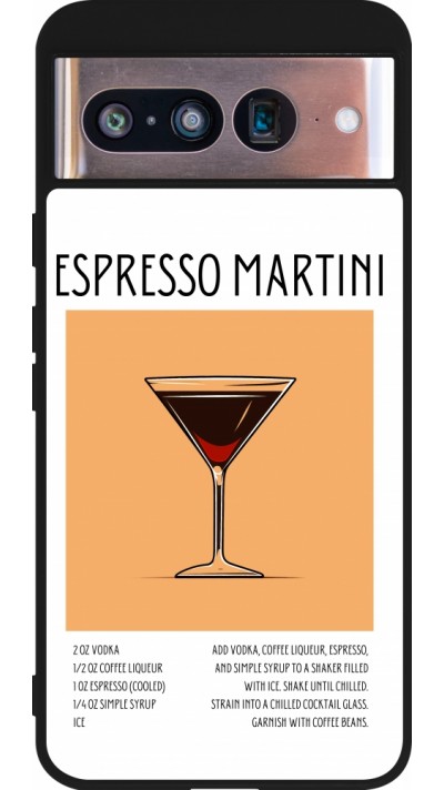 Coque Google Pixel 8 - Silicone rigide noir Cocktail recette Espresso Martini