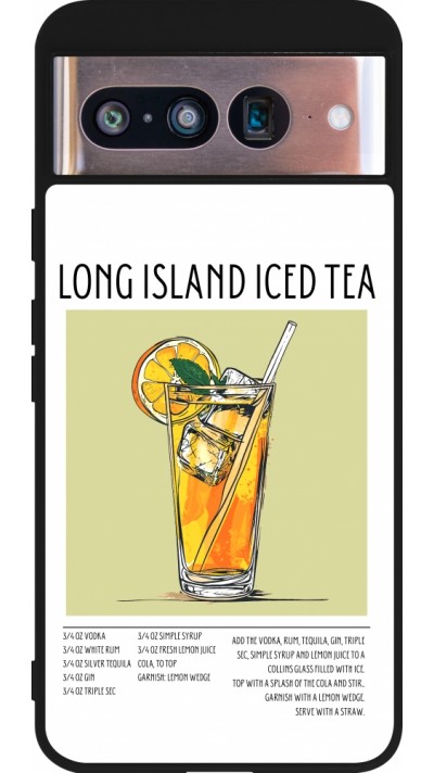 Coque Google Pixel 8 - Silicone rigide noir Cocktail recette Long Island Ice Tea