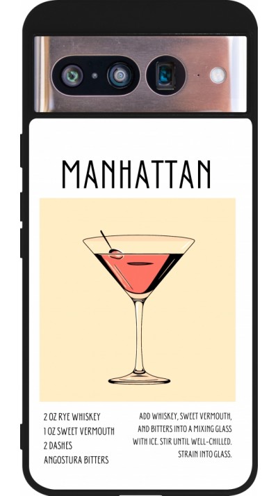 Coque Google Pixel 8 - Silicone rigide noir Cocktail recette Manhattan
