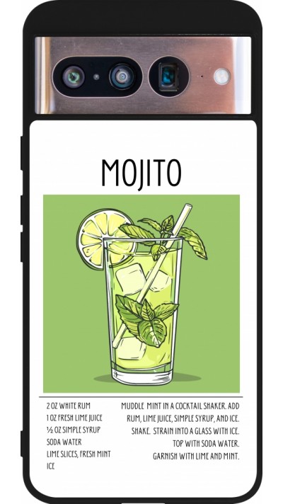 Google Pixel 8 Case Hülle - Silikon schwarz Cocktail Rezept Mojito