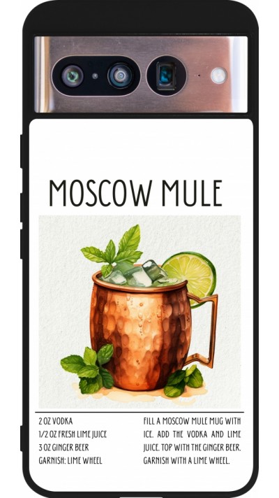 Coque Google Pixel 8 - Silicone rigide noir Cocktail recette Moscow Mule