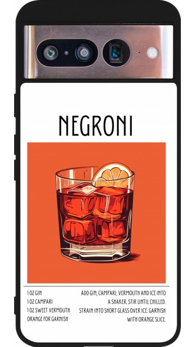 Coque Google Pixel 8 - Silicone rigide noir Cocktail recette Negroni