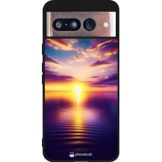 Google Pixel 8 Case Hülle - Silikon schwarz Sonnenuntergang gelb violett