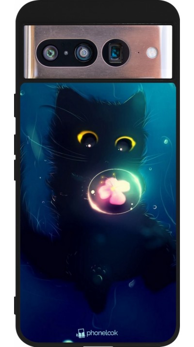 Coque Google Pixel 8 - Silicone rigide noir Cute Cat Bubble