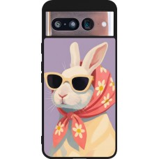 Google Pixel 8 Case Hülle - Silikon schwarz Easter 2026 Rabbit with scarf