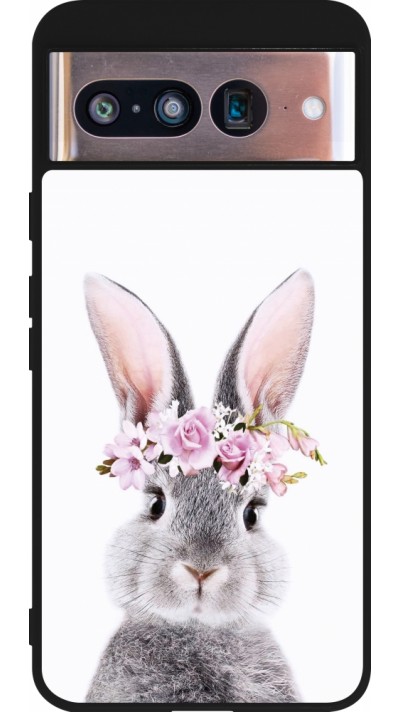 Coque Google Pixel 8 - Silicone rigide noir Easter 2023 flower bunny