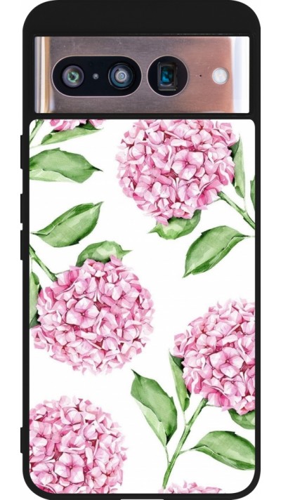 Google Pixel 8 Case Hülle - Silikon schwarz Easter 2024 pink flowers
