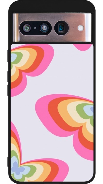 Google Pixel 8 Case Hülle - Silikon schwarz Easter 2024 rainbow butterflies