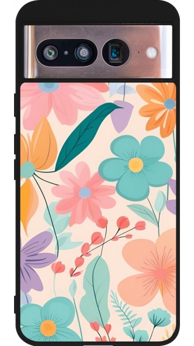 Google Pixel 8 Case Hülle - Silikon schwarz Easter 2024 spring flowers