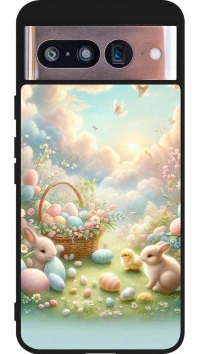 Coque Google Pixel 8 - Silicone rigide noir Easter 2025 Pastel Pâques