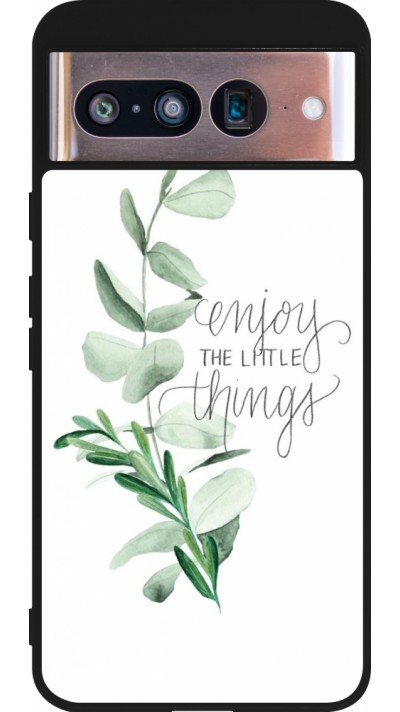 Coque Google Pixel 8 - Silicone rigide noir Enjoy the little things