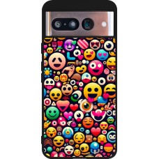 Google Pixel 8 Case Hülle - Silikon schwarz Emoji Mix Farbe