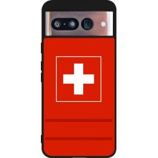 Coque Google Pixel 8 - Silicone rigide noir Euro 2020 Switzerland