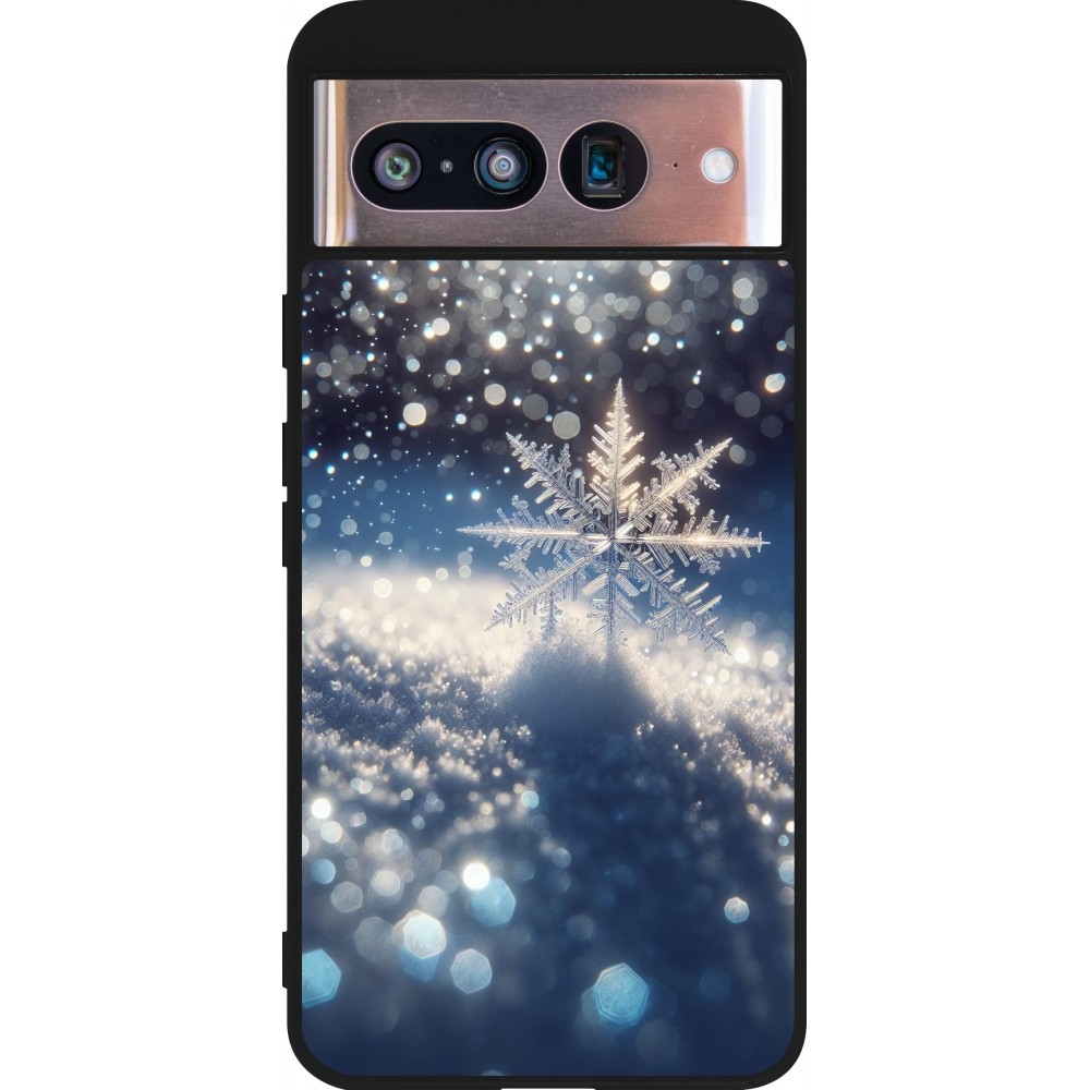 Google Pixel 8 Case Hülle - Silikon schwarz Schneeflocke Solar Glanz